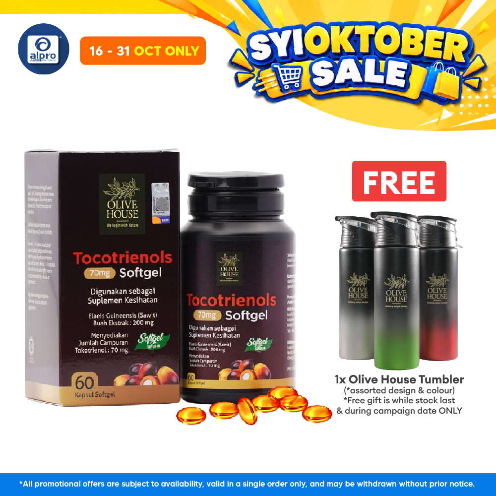 Olive House Tocotrienols Softgel 70mg 60s | Reducing Symptoms of Fatty Liver Disease