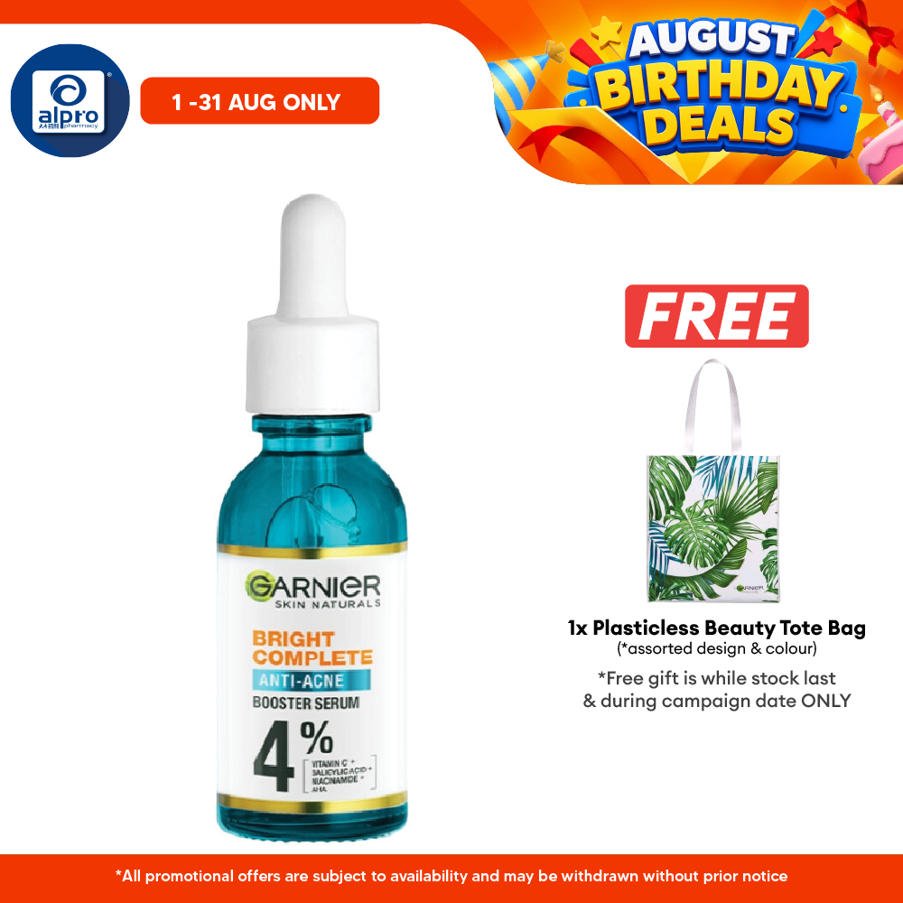 Garnier Bright Complete Anti-Acne Serum 30ml | Reduce Acne Sign in 7 Days Garnier