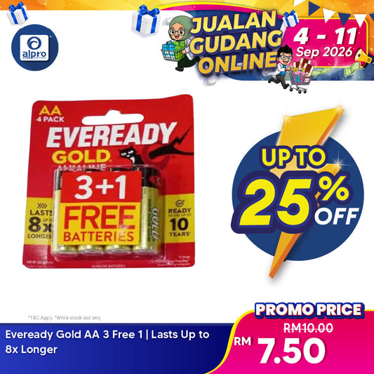 Eveready Gold AA 3 Free 1 | Lasts Up to 8x Longer Eveready