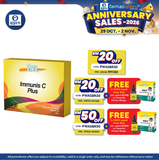 Powerlife Immunis C Plus 3 X 10s | Daily Immune Support
