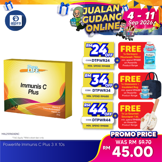 Powerlife Immunis C Plus 3 X 10s | Daily Immune Support Kinohimitsu