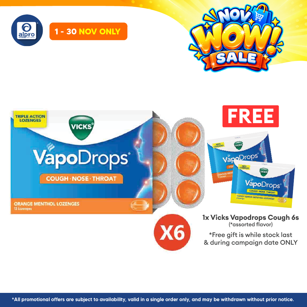 Vicks Vapodrops Cough Orange 12s x 6 | Triple Action Lozenges