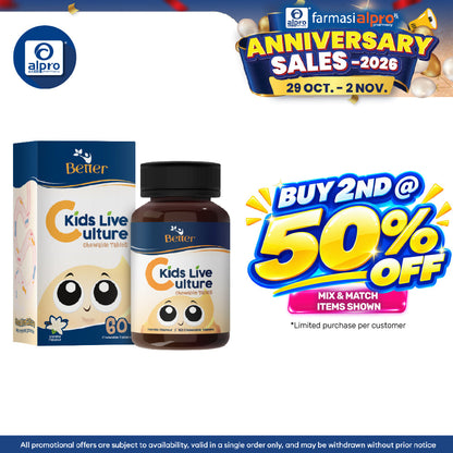 Better Kids Live Culture Chewable Tablet 60s (Vanilla / Mixed Berry / Orange / Chocolate)