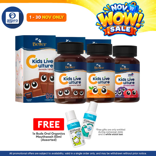 Better Kids Live Culture Chewable Tablet 60s (Vanilla / Mixed Berry / Orange / Chocolate)