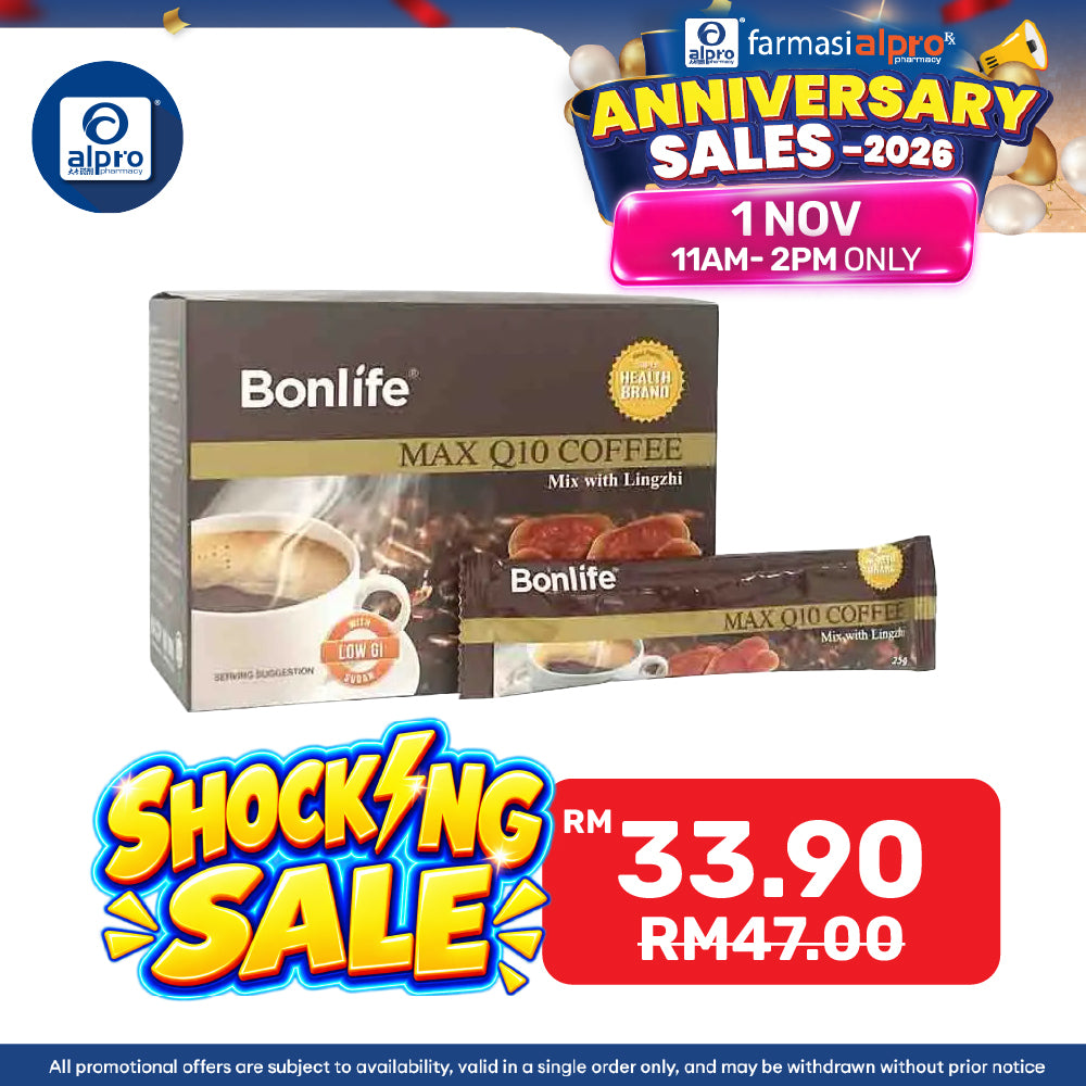 Bonlife Maxq10 Coenzyme Q10 Coffee (Mix With Lingzhi) 16s | Low GI With Lingzhi