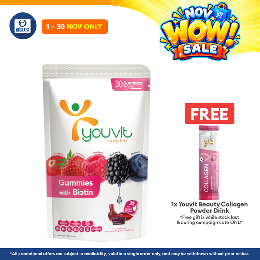 Youvit Beauty Biotin Gummies Mix Berry | 30s