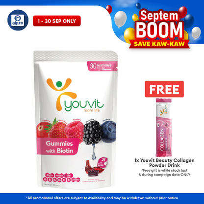 Youvit Beauty Biotin Gummies Mix Berry | 30s Youvit