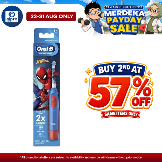Oral B Pro Battery Kids Toothbrush Spiderman 1s | Extra Soft and Gentle on Gums Oral B