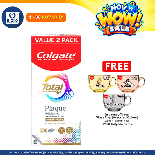 [Value Pack] Colgate Total Plaque Release Toothpastes 95g x 2s (Gentle Mint / Reviving Cool Mint)