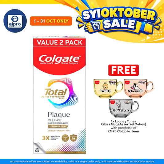 [Value Pack] Colgate Total Plaque Release Toothpastes 95g x 2s (Gentle Mint / Reviving Cool Mint)