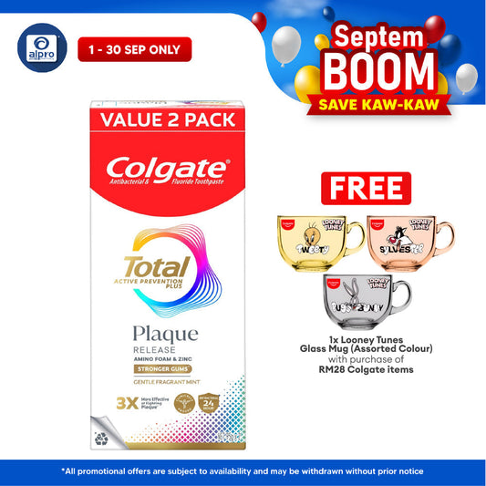 [Value Pack] Colgate Total Plaque Release Toothpastes 95g x 2s (Gentle Mint / Reviving Cool Mint) Colgate