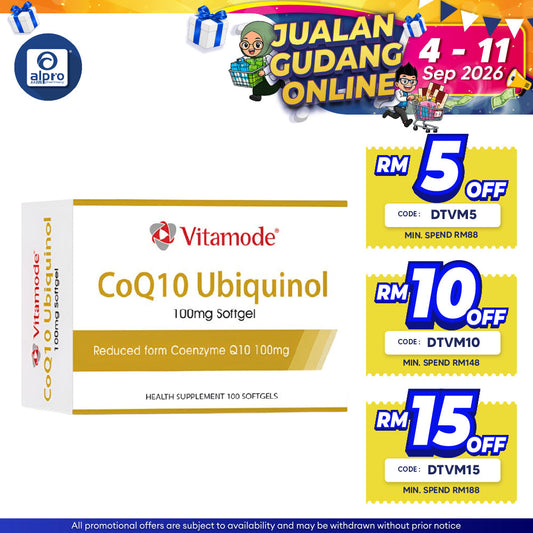 Vitamode CoQ10 Ubiquinol Capsule 100mg 100s | Provides Natural Sustainable Energy Vitamode