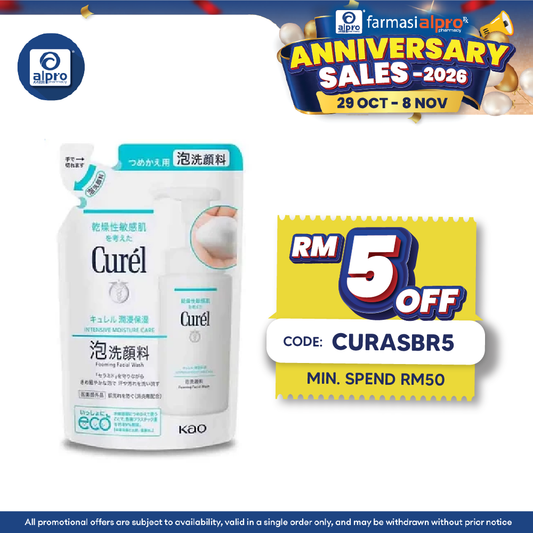 Curel Moisture Care Foaming Wash Refill 130ml | Cleanse & Protects Your Skin's Natural Ceramide
