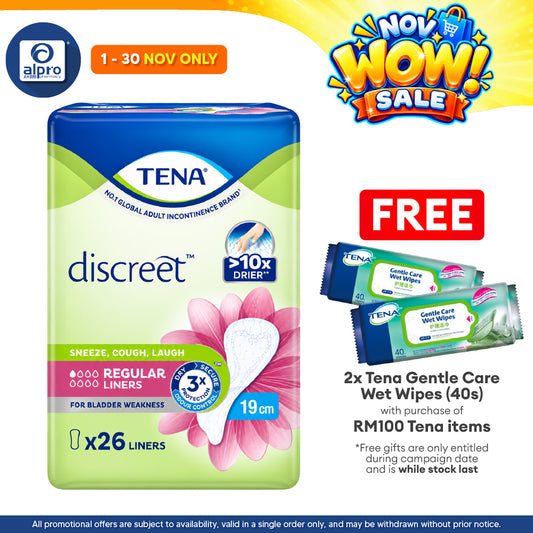 Tena Discreet Regular Liner | 19cm (26s) / 24cm (20s)