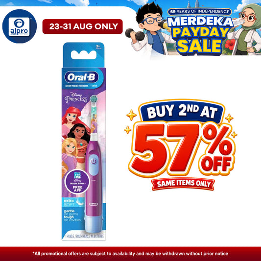 Oral B Pro Battery Kids Toothbrush Princess | Extra Soft and Gentle on Gums Oral B