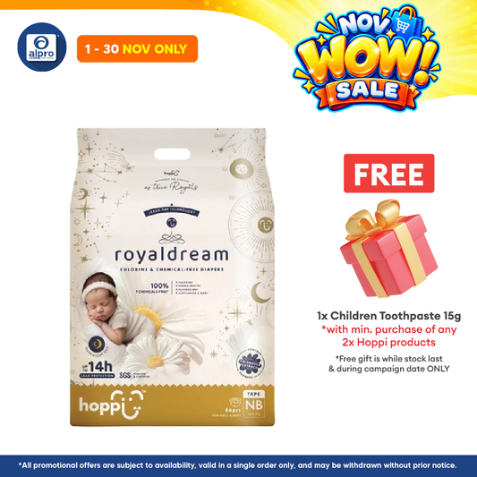 Hoppi Royal Dream Diaper Tape Nb 66s | Chemical-Free