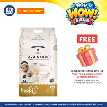 Hoppi Royal Dream Diaper Tape S 56s | Chemical-Free