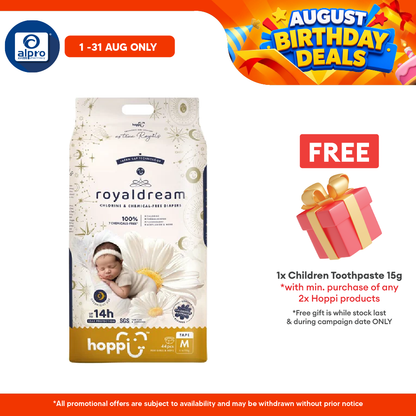 Hoppi Royal Dream Diaper Tape M 44s | Chlorine-Free Hoppi
