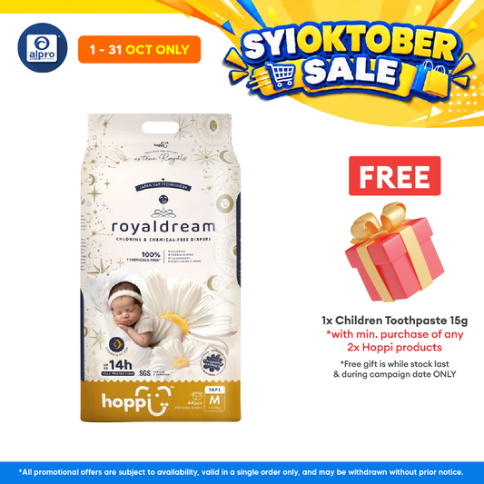 Hoppi Royal Dream Diaper Tape M 44s | Chlorine-Free