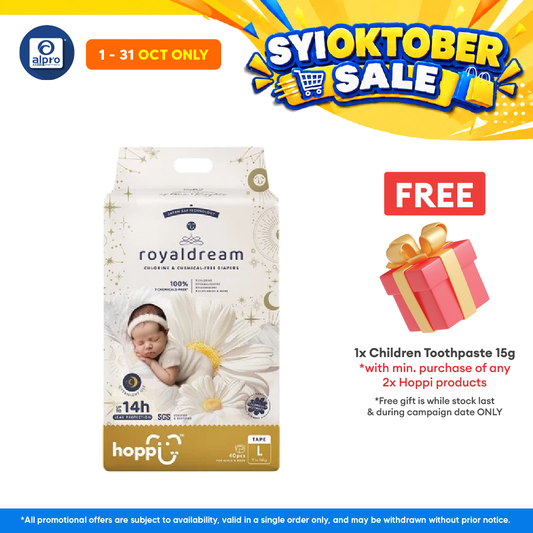 Hoppi Royal Dream Diaper Tape L 40s | Chlorine-Free