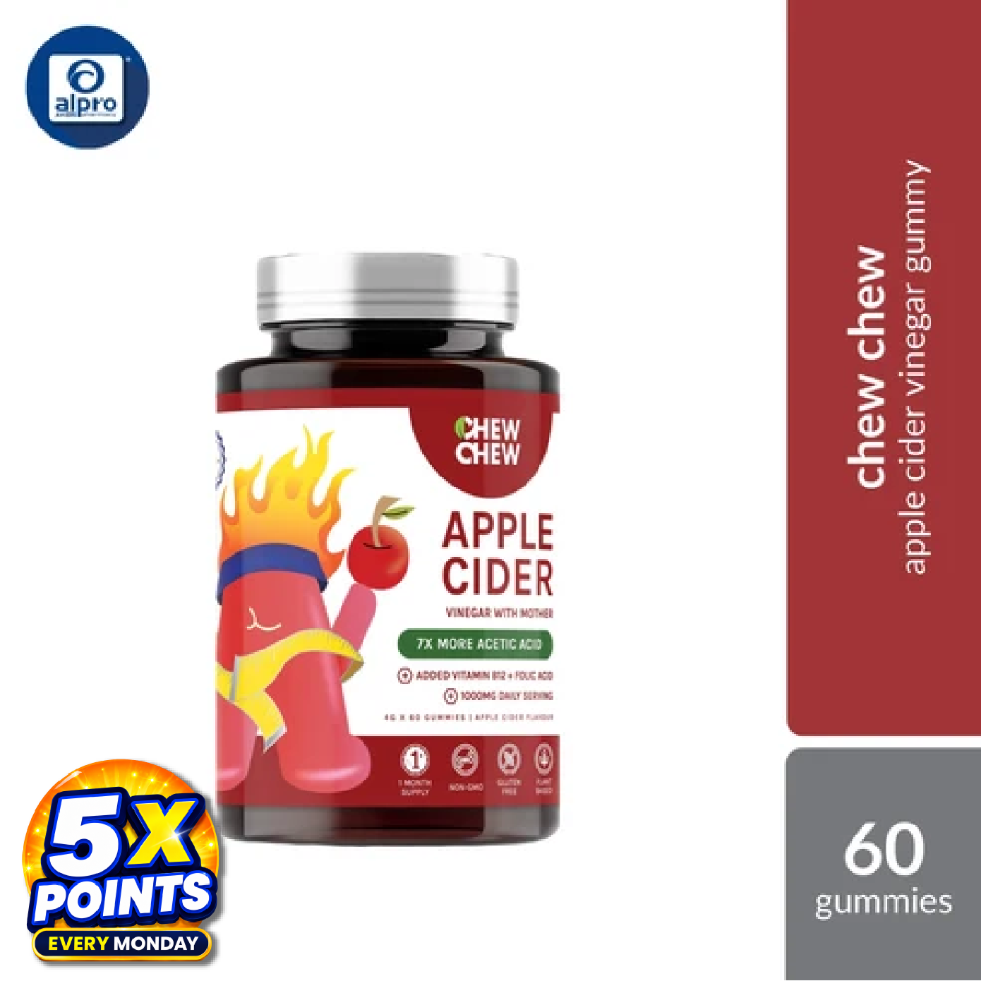 Chew Chew Apple Cider Vinegar Adult Gummies 60s |  Effective Fat Burner