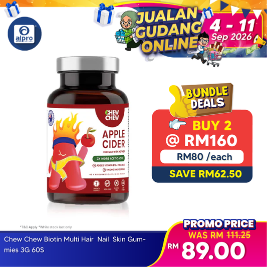 Chew Chew Apple Cider Vinegar Adult Gummies 60s |  Effective Fat Burner Chew Chew