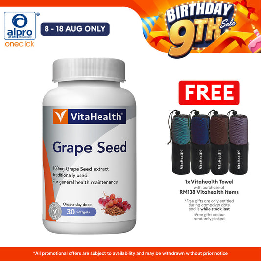 Vitahealth Grape Seed 100mg 30s Vitahealth