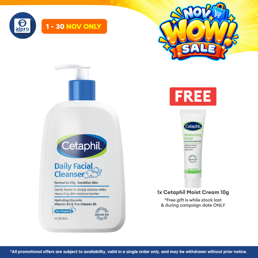 Cetaphil Daily Facial Cleanser 236ml | Effectively Removes Dirt