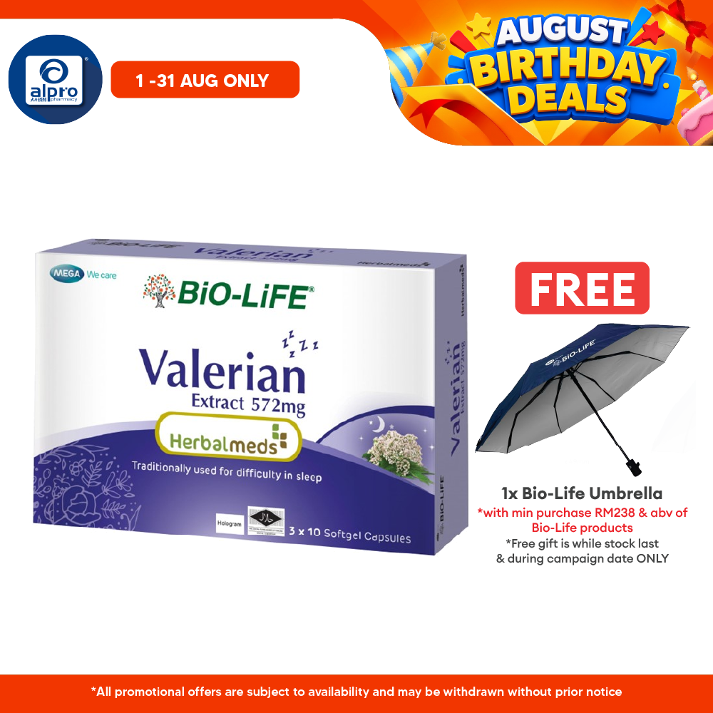 Bio-Life Herbalmeds Valerian Extract 572mg 30s | Promote Good and Restorative Sleep Bio-life