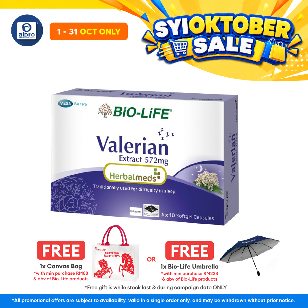 Bio-Life Herbalmeds Valerian Extract 572mg 30s | Promote Good and Restorative Sleep