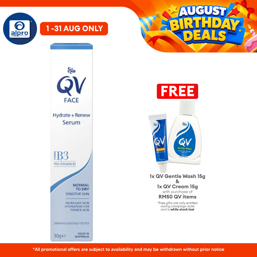 QV Face Hydrate And Renew Serum 30g | Helps Visibly Reduce Wrinkle Surface QV
