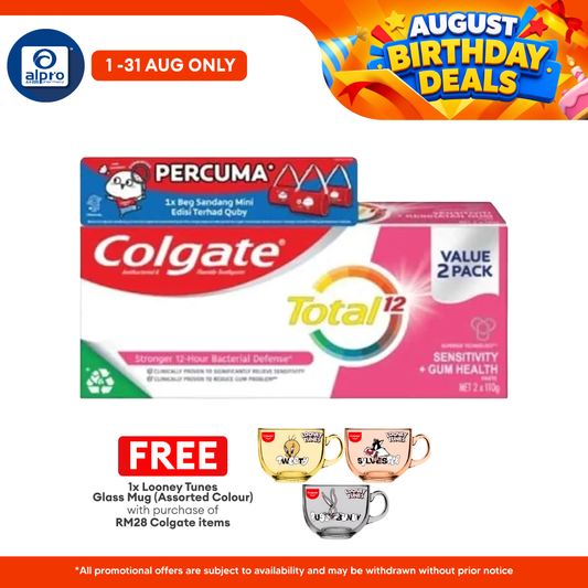 Colgate Total Sensitivity + Gum Health 110g 2s Free Quby Sling Bag | Provides Protection Against Bacteria Colgate