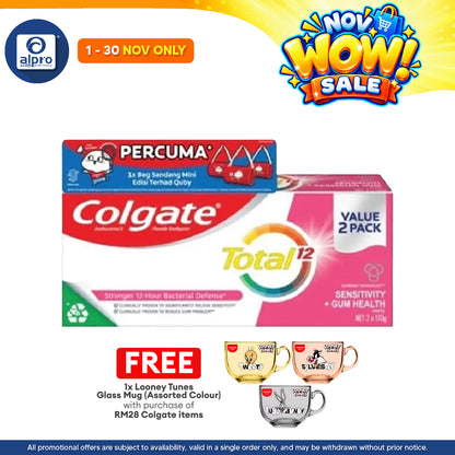 Colgate Total Sensitivity + Gum Health 110g 2s Free Quby Sling Bag | Provides Protection Against Bacteria