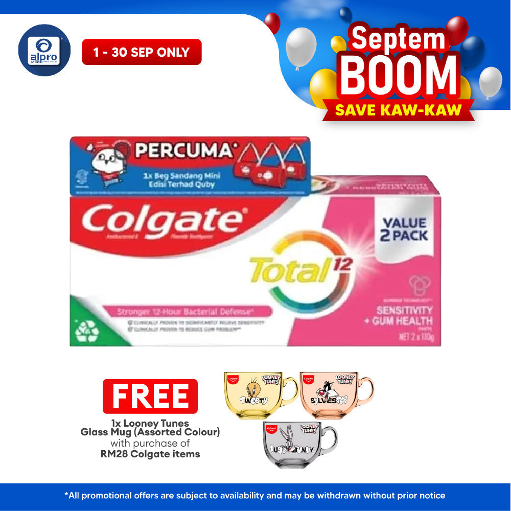 Colgate Total Sensitivity + Gum Health 110g 2s Free Quby Sling Bag | Provides Protection Against Bacteria Colgate