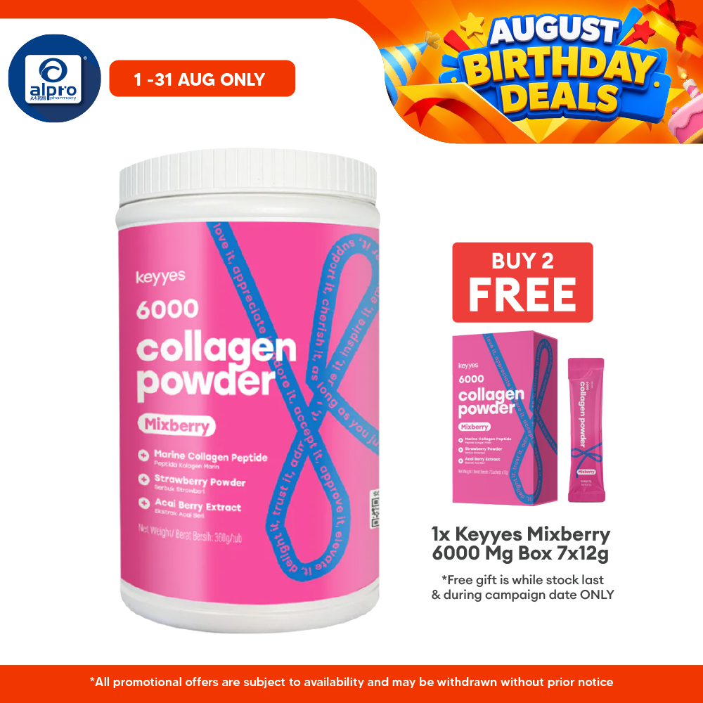 Keyyes 6000mg Collagen Mixberry with L-Cystine (360g) | Strawberry and Acai Berry Keyyes
