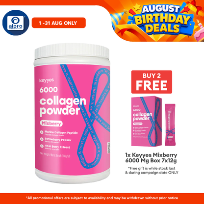 Keyyes 6000mg Collagen Mixberry with L-Cystine (360g) | Strawberry and Acai Berry Keyyes