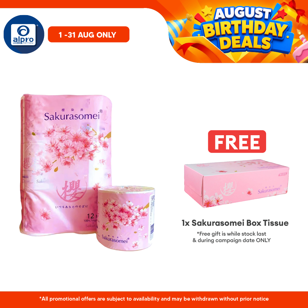Sakurasomei Toilet Roll Tissue | 4-ply Comfort (12 Rolls) Sakurasomei