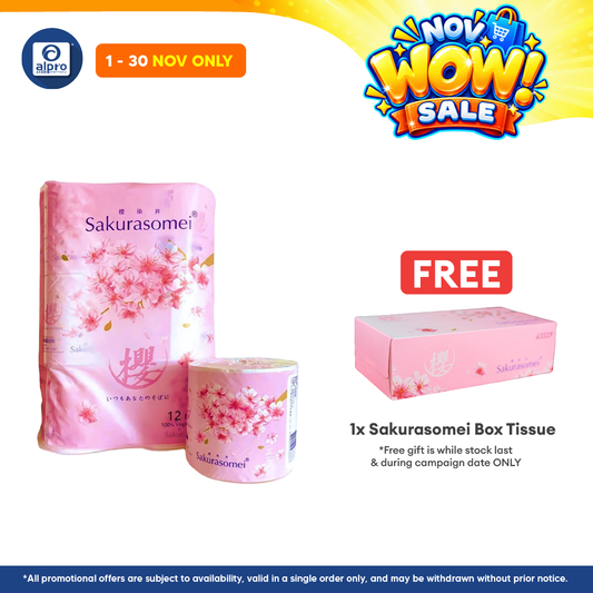 Sakurasomei Toilet Roll Tissue | 4-ply Comfort (12 Rolls)