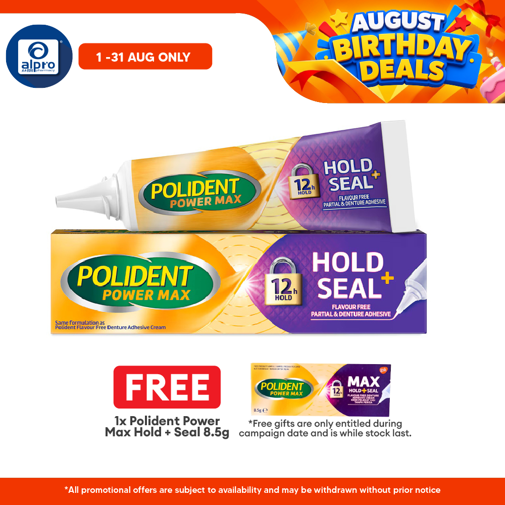 Polident Power Max +Seal Denture Adhesive Cream 40g (Flavour Free) Polident