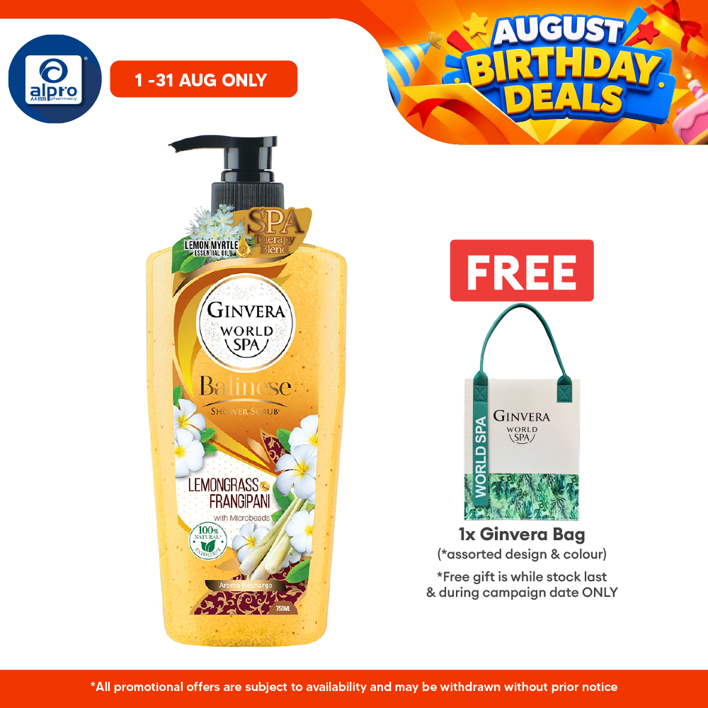 Ginvera World Spa Bali Shower Scrub Lemongrass & Frangipani 750ml | Lemongrass and Frangipani Ginvera