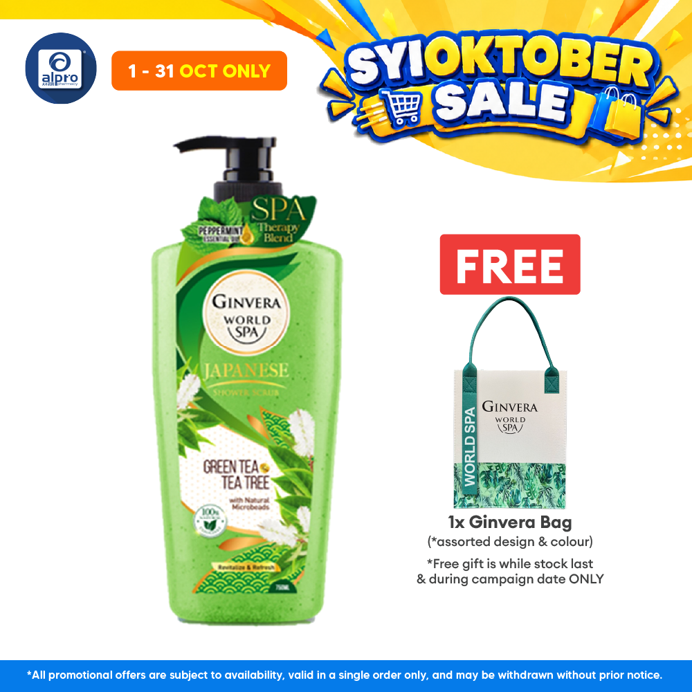 Ginvera World Spa Japanese Shower Scrub Greentea & Tea Tree 750ml | Green Tea and Tea Tree