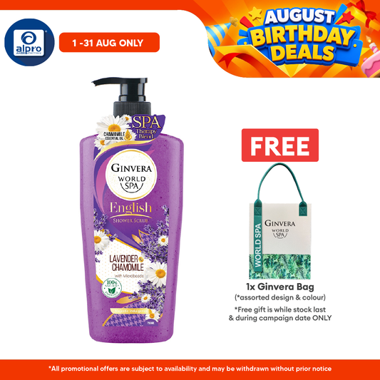 Ginvera World Spa English Shower Scrub Lavender & Camomile 750ml | Lavender and Chamomile Ginvera