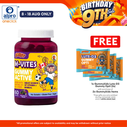 Gummykids M-Vites Gummy Active 60s | For Growth & Development Gummykids