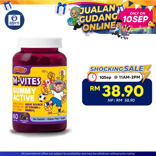 Gummykids M-Vites Gummy Active 60s | For Growth & Development Gummykids