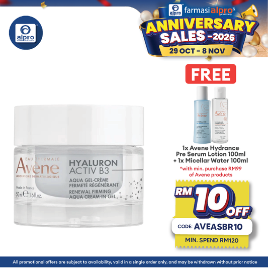 Avène Hyaluron Activ B3 Renewal Firming Aqua Cream in Gel 50mL | Light Anti-Ageing Moisturiser