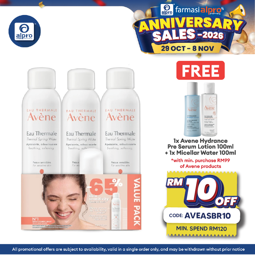 Avene Thermal Spring Water Trio 300ml Free Gentle Cleanser Foam 50ml