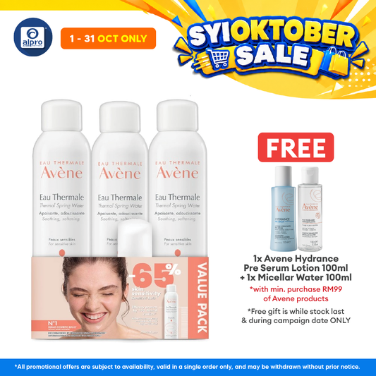Avene Thermal Spring Water Trio 300ml Free Gentle Cleanser Foam 50ml