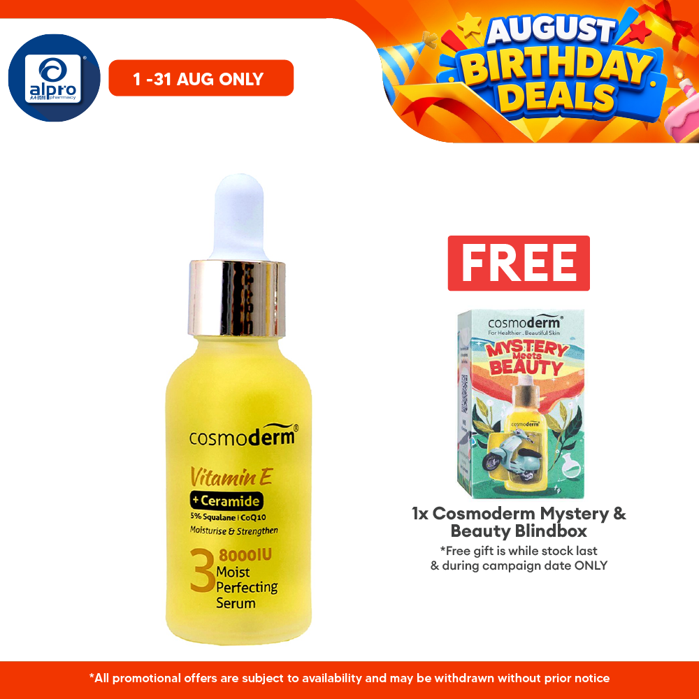 Cosmoderm Vitamin E Moist Perfecting Serum 30mL | Repair Rough and Dry Skin Cosmoderm