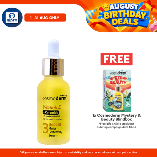 Cosmoderm Vitamin E Moist Perfecting Serum 30mL | Repair Rough and Dry Skin Cosmoderm