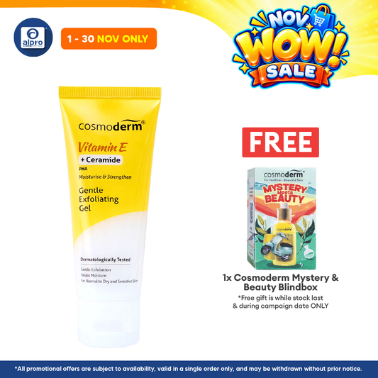 Cosmoderm Vitamin E Gentle Exfoliating Gel 50mL | Promotes Skin Regeneration